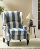 Recliner Chair Push Back Upholstered Midcentury Wingback Armchair Fabric Home Theater Couch Wood Legs Home Living Room