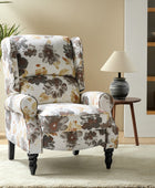 Recliner Chair Push Back Upholstered Midcentury Wingback Armchair Fabric Home Theater Couch Wood Legs Home Living Room