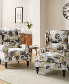 Recliner Chair Push Back Upholstered Midcentury Wingback Armchair Fabric Home Theater Couch Wood Legs Home Living Room