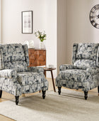 Recliner Chair Push Back Upholstered Midcentury Wingback Armchair Fabric Home Theater Couch Wood Legs Home Living Room