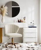 Velvet Swivel Office Chair with Gold Legs, Adjustable Height Rolling Desk Chair for Vanity