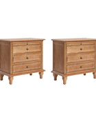 Wooden Nightstands with Tray Shelf 3 Drawers Bedside Table Charging Station
