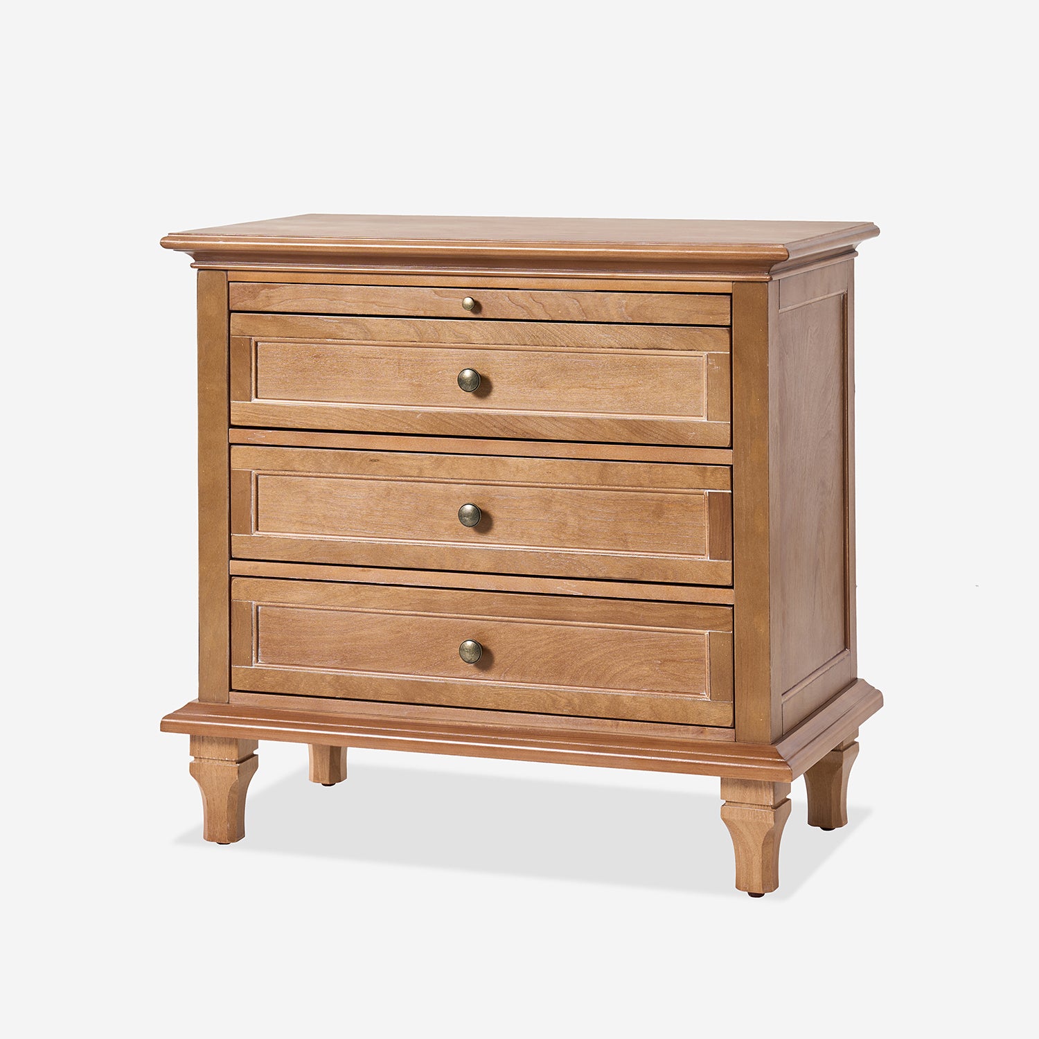 Wooden Nightstands with Tray Shelf 3 Drawers Bedside Table Charging Station