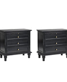Wooden Nightstands with Tray Shelf 3 Drawers Bedside Table Charging Station