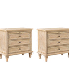 Wooden Nightstands with Tray Shelf 3 Drawers Bedside Table Charging Station