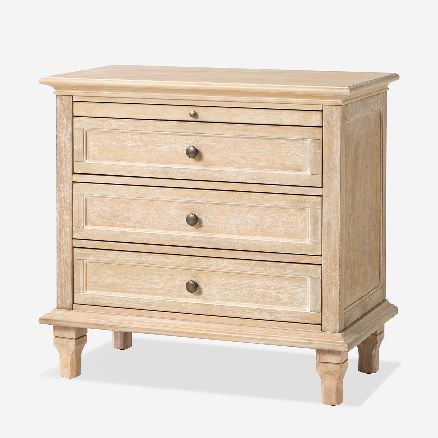 Wooden Nightstands with Tray Shelf 3 Drawers Bedside Table Charging Station