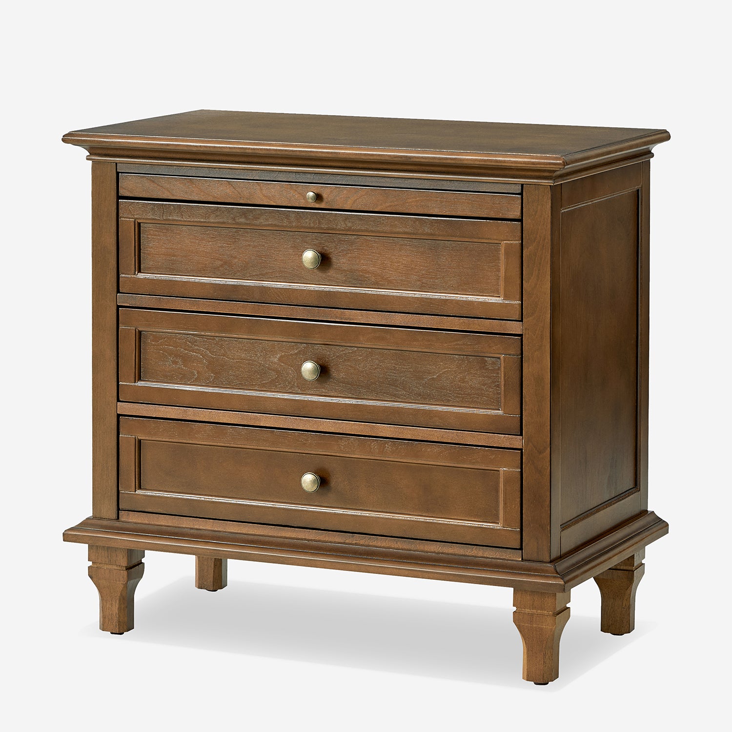 Wooden Nightstands with Tray Shelf 3 Drawers Bedside Table Charging Station