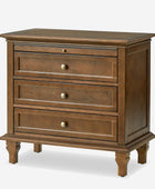 Wooden Nightstands with Tray Shelf 3 Drawers Bedside Table Charging Station