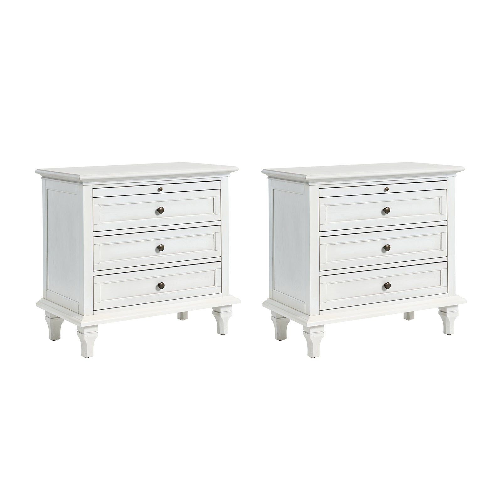Wooden Nightstands with Tray Shelf 3 Drawers Bedside Table Charging Station