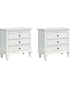 Wooden Nightstands with Tray Shelf 3 Drawers Bedside Table Charging Station