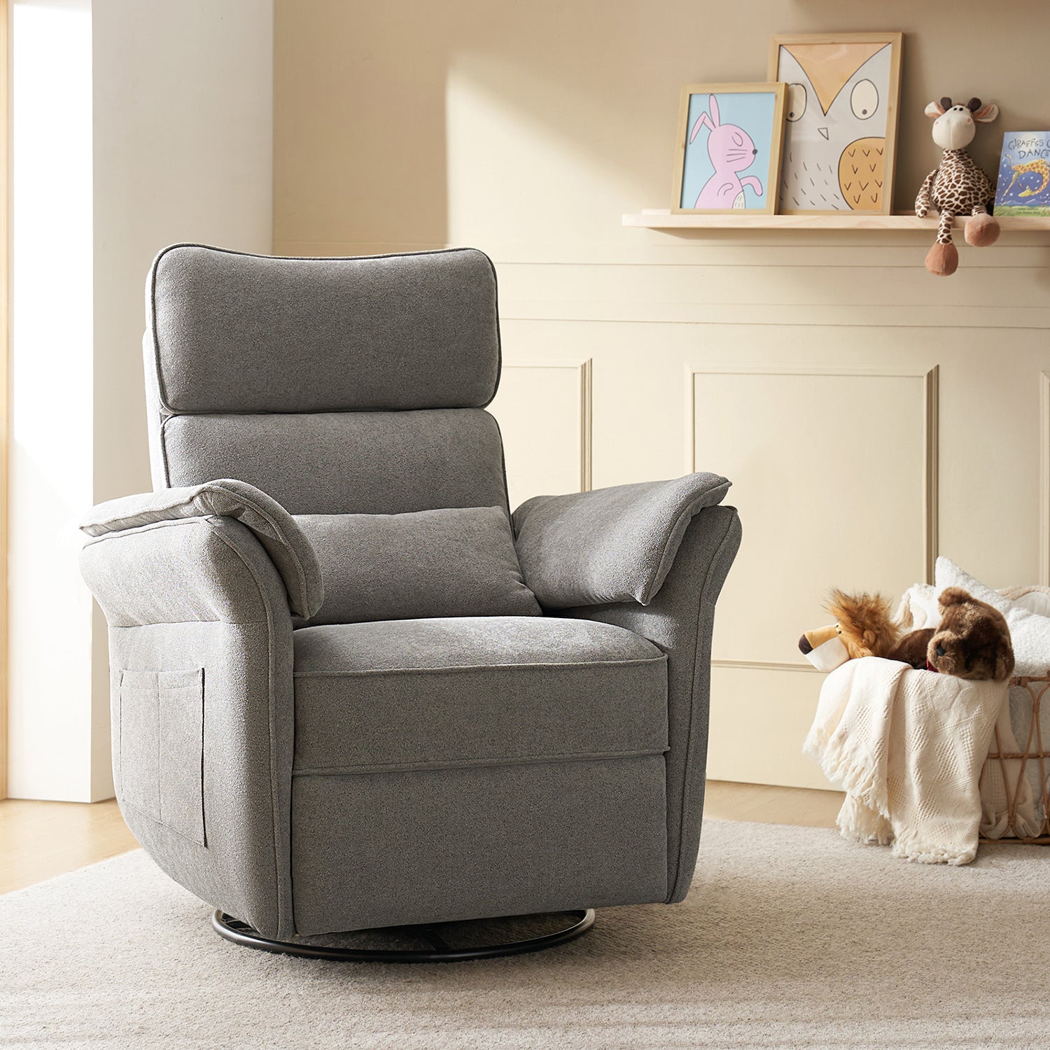 Nursery Recliner Chair Electric Power Glider Swivel Rocking with USB, Waterproof Stain-resistant