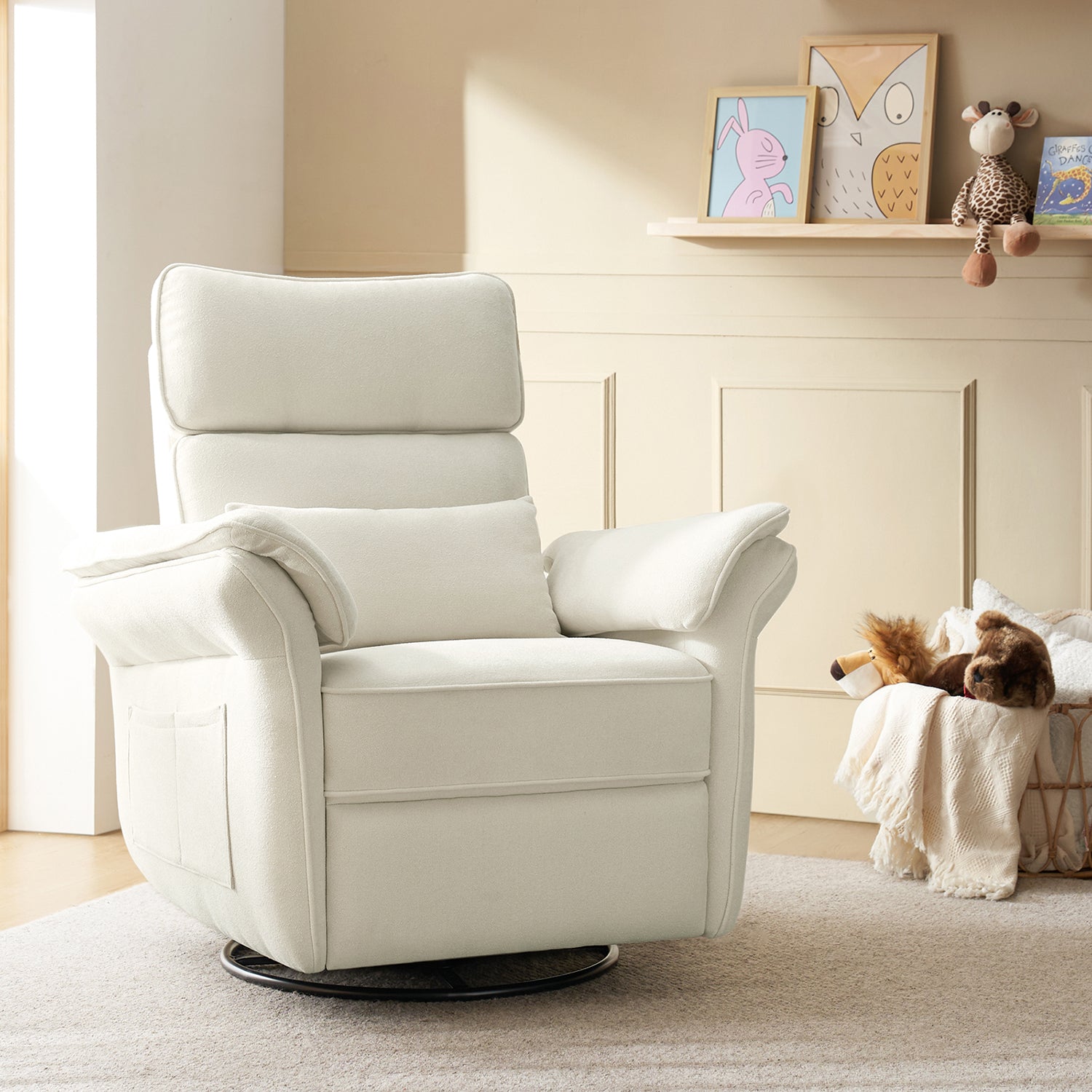 Nursery Recliner Chair Electric Power Glider Swivel Rocking with USB, Waterproof Stain-resistant
