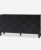 4 Doors Storage Credenza and Sideboard Buffet Cabinet with Adjustable Shelves Solid Wood Legs