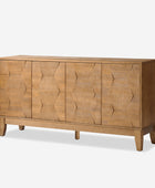 4 Doors Storage Credenza and Sideboard Buffet Cabinet with Adjustable Shelves Solid Wood Legs