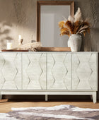 4 Doors Storage Credenza and Sideboard Buffet Cabinet with Adjustable Shelves Solid Wood Legs