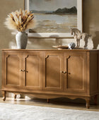 French Country Sideboard Buffet Server 4-Door Storage Cabinet with Adjustable Shelves & Wood Legs