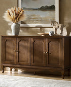 French Country Sideboard Buffet Server 4-Door Storage Cabinet with Adjustable Shelves & Wood Legs