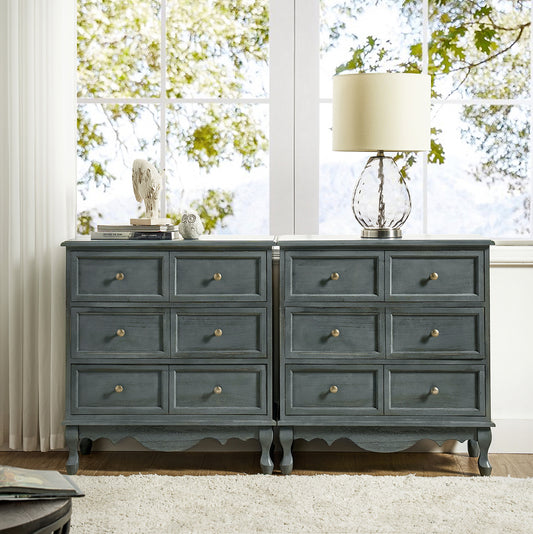 3 Drawer Solid Wood Accent Cabinet Nightstand with USB Dresser for Bedroom Living Room