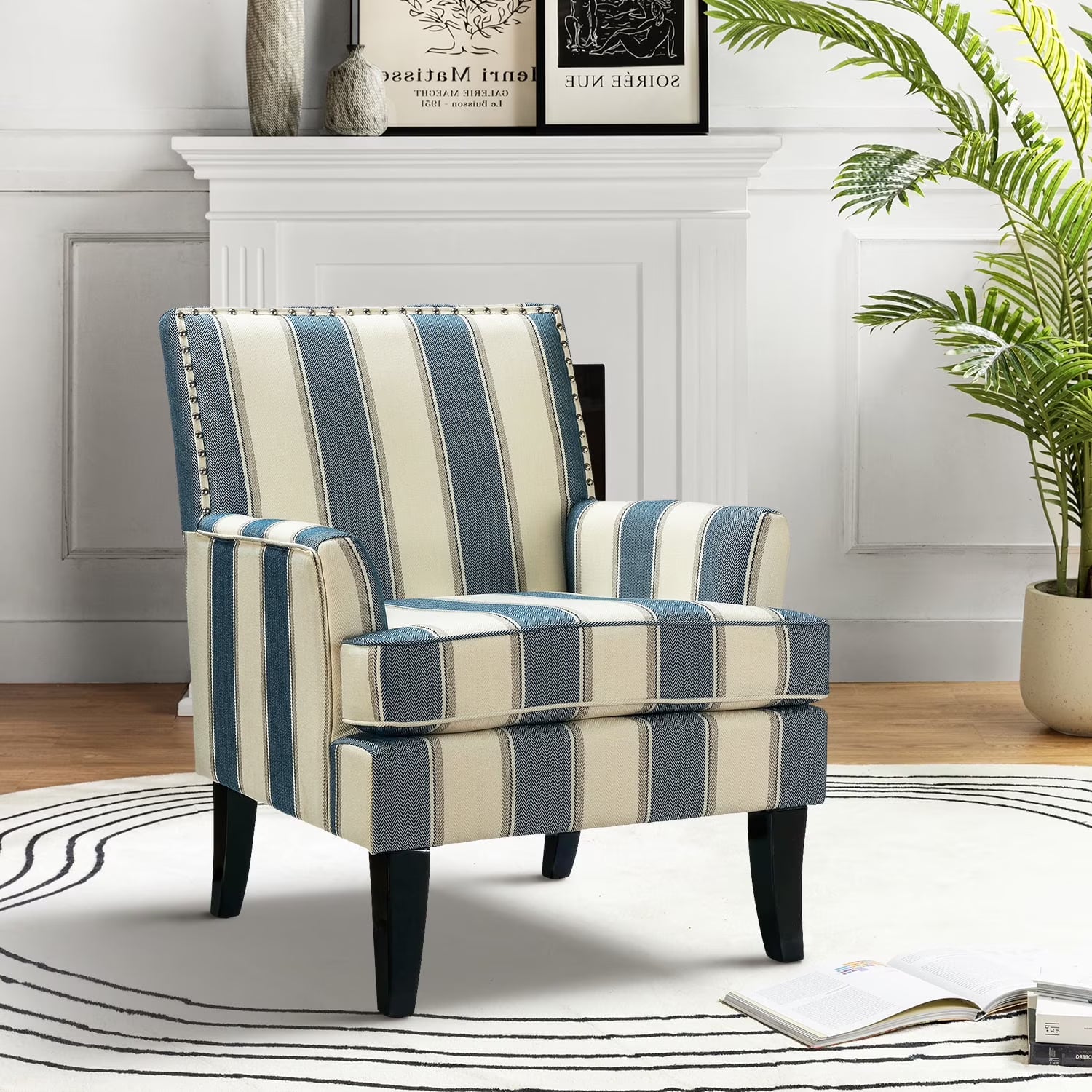 pholstery Armchairs Accent Chairs Sofa Couch Solid Wood Legs Nailhead Trim Bedroom Home Living Room