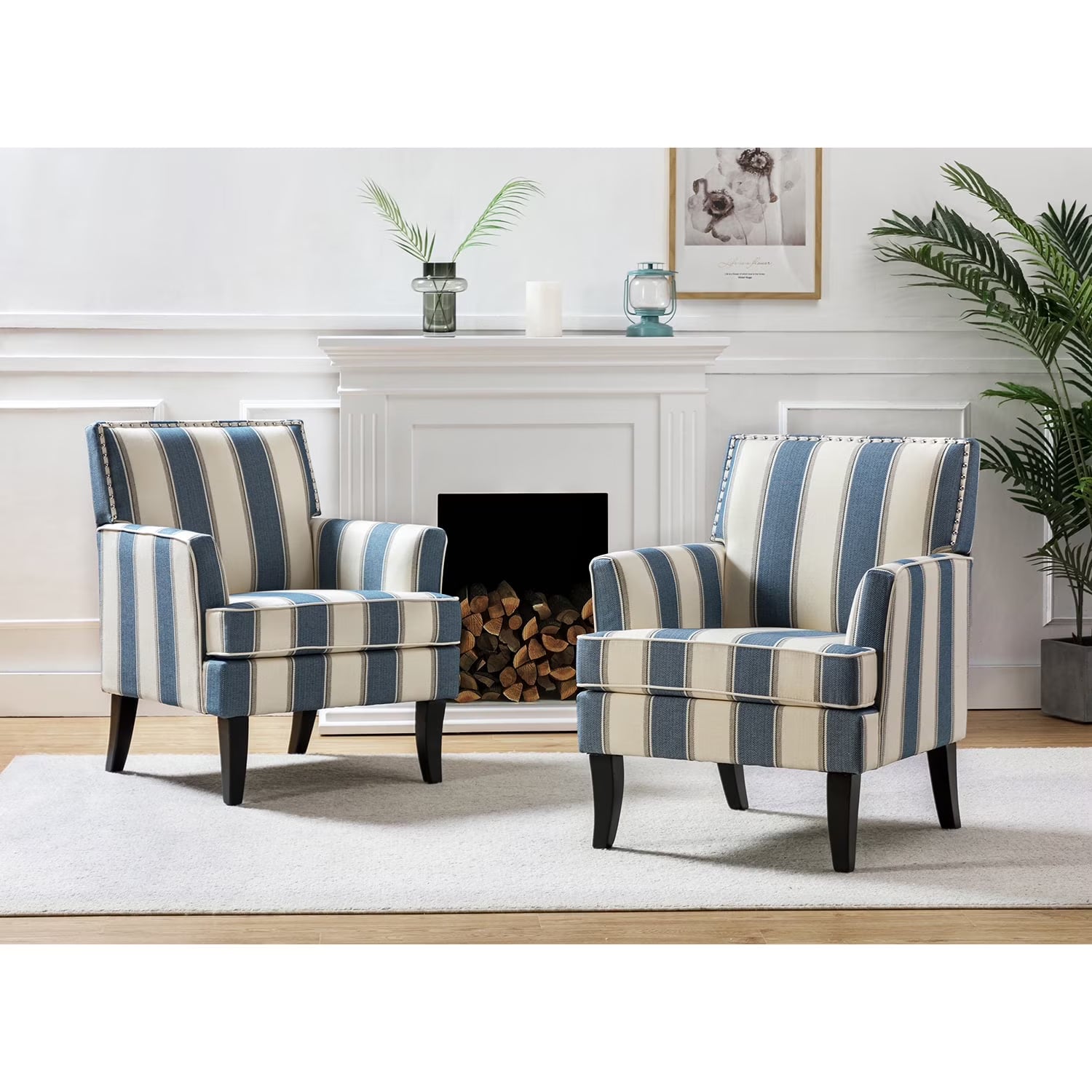 pholstery Armchairs Accent Chairs Sofa Couch Solid Wood Legs Nailhead Trim Bedroom Home Living Room