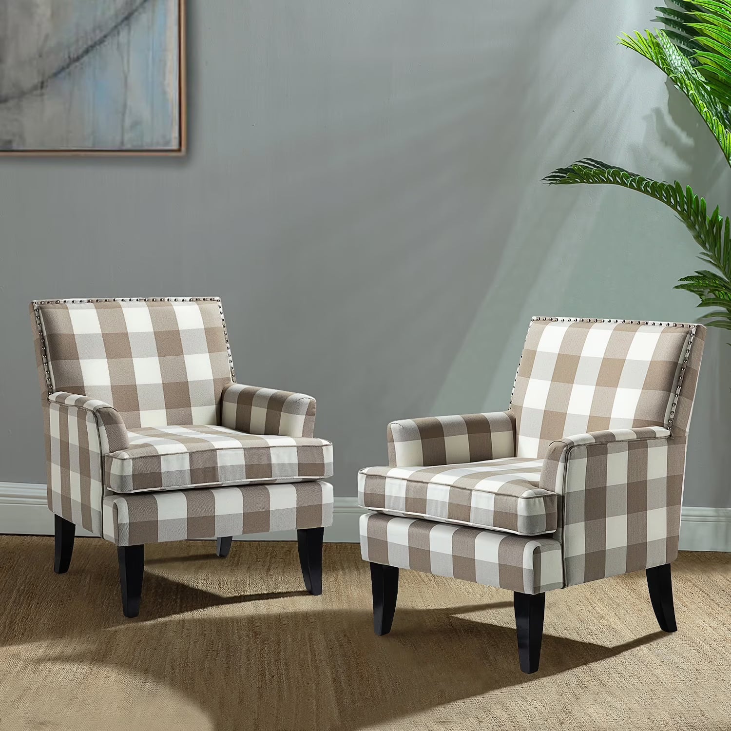 pholstery Armchairs Accent Chairs Sofa Couch Solid Wood Legs Nailhead Trim Bedroom Home Living Room