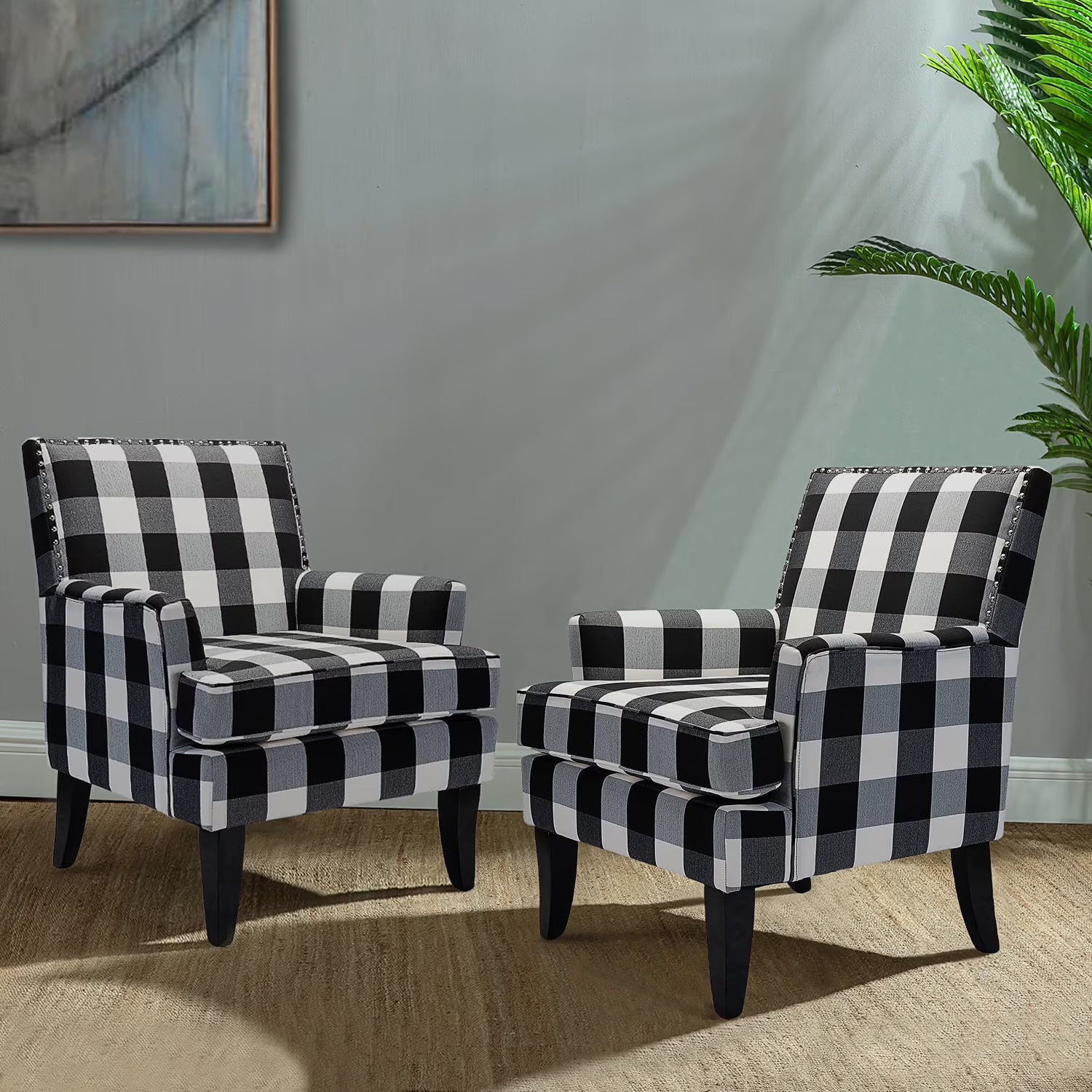 pholstery Armchairs Accent Chairs Sofa Couch Solid Wood Legs Nailhead Trim Bedroom Home Living Room