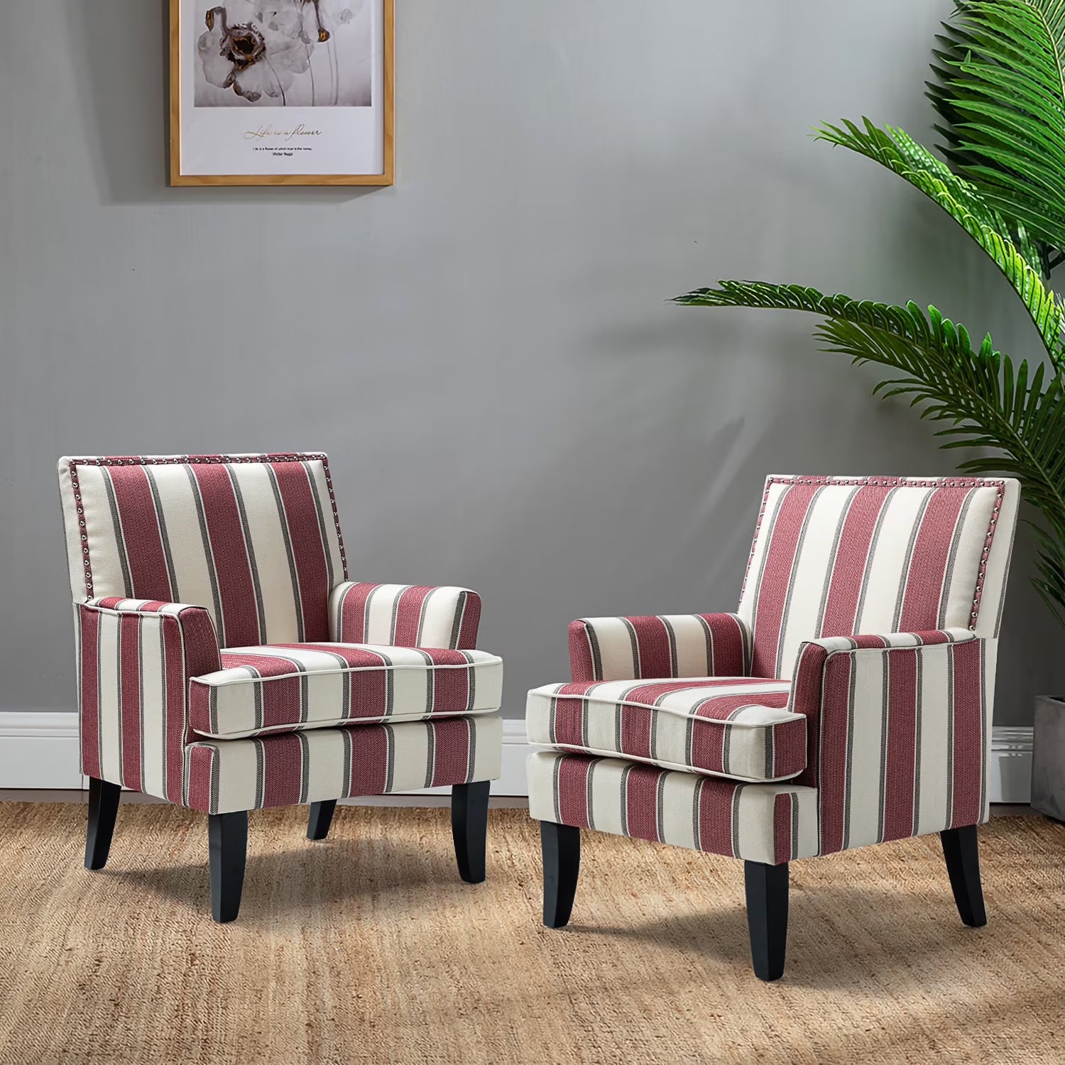 pholstery Armchairs Accent Chairs Sofa Couch Solid Wood Legs Nailhead Trim Bedroom Home Living Room