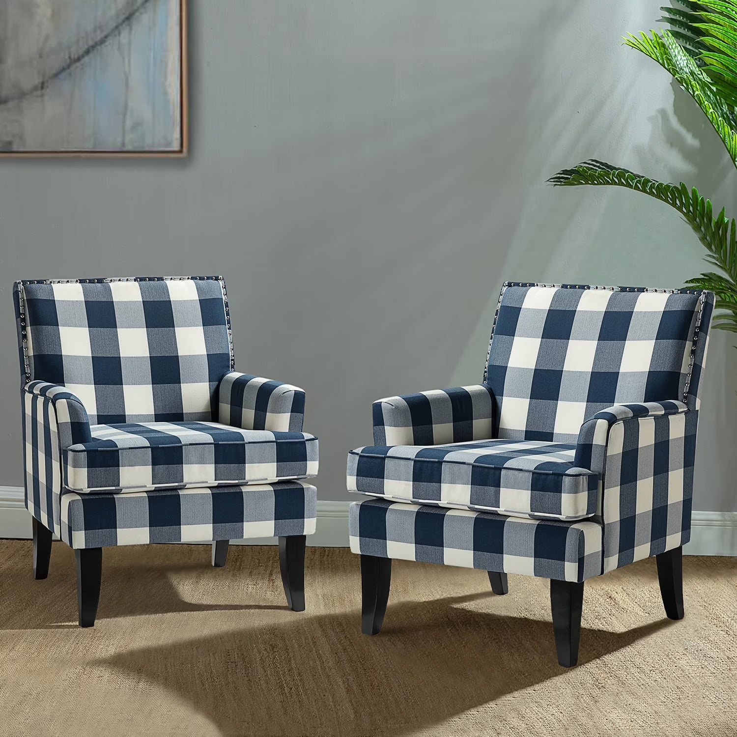 pholstery Armchairs Accent Chairs Sofa Couch Solid Wood Legs Nailhead Trim Bedroom Home Living Room