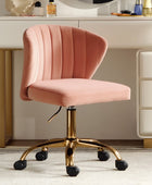 Velvet Swivel Office Chair with Gold Legs, Adjustable Height Rolling Desk Chair for Vanity