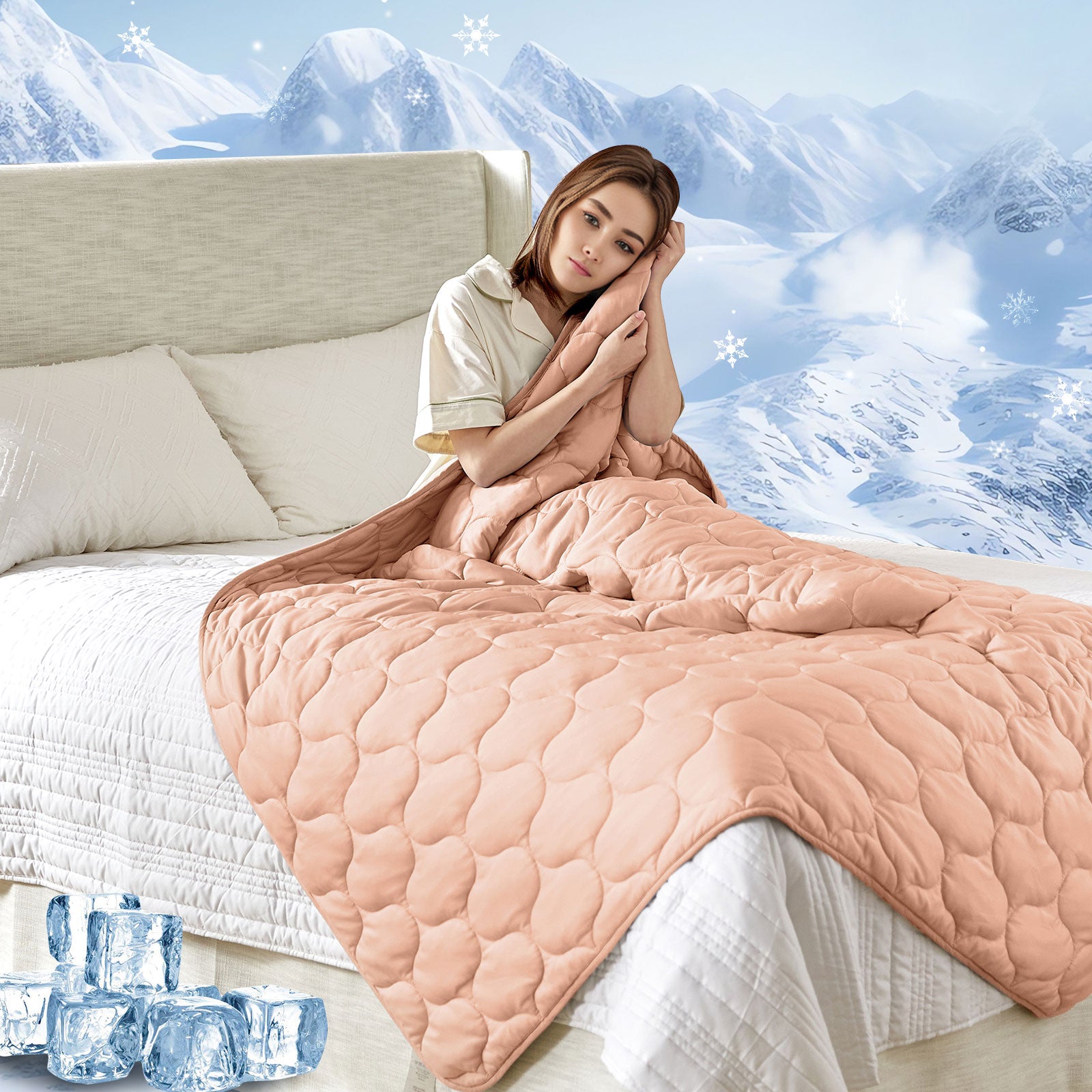 Cooling Weighted Blanket-Pink 