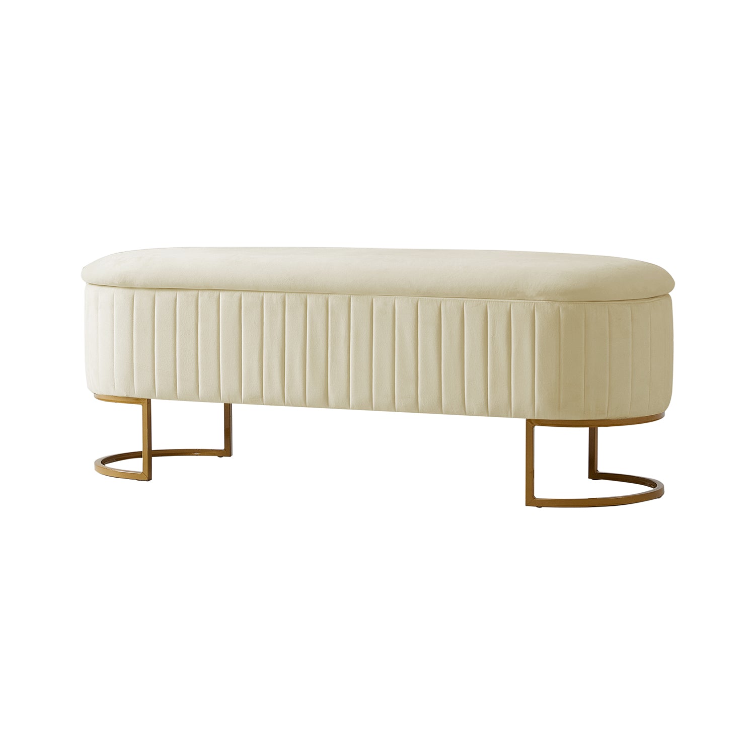 Sleek Geometric-Storage Ottoman Bench: Plush Seat & Versatile Organizer for Living Room, Bedroom, Entryway 50.5"W*16"D*19"H