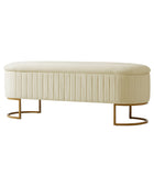 Sleek Geometric-Storage Ottoman Bench: Plush Seat & Versatile Organizer for Living Room, Bedroom, Entryway 50.5