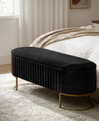 Sleek Geometric-Storage Ottoman Bench: Plush Seat & Versatile Organizer for Living Room, Bedroom, Entryway 50.5