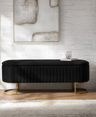 Sleek Geometric-Storage Ottoman Bench: Plush Seat & Versatile Organizer for Living Room, Bedroom, Entryway 50.5