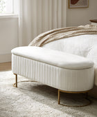 Sleek Geometric-Storage Ottoman Bench: Plush Seat & Versatile Organizer for Living Room, Bedroom, Entryway 50.5