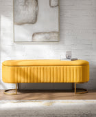 Sleek Geometric-Storage Ottoman Bench: Plush Seat & Versatile Organizer for Living Room, Bedroom, Entryway 50.5