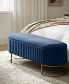 Sleek Geometric-Storage Ottoman Bench: Plush Seat & Versatile Organizer for Living Room, Bedroom, Entryway 50.5