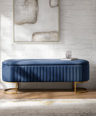 Sleek Geometric-Storage Ottoman Bench: Plush Seat & Versatile Organizer for Living Room, Bedroom, Entryway 50.5