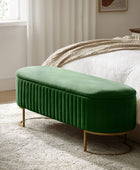 Sleek Geometric-Storage Ottoman Bench: Plush Seat & Versatile Organizer for Living Room, Bedroom, Entryway 50.5