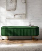 Sleek Geometric-Storage Ottoman Bench: Plush Seat & Versatile Organizer for Living Room, Bedroom, Entryway 50.5