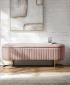 Sleek Geometric-Storage Ottoman Bench: Plush Seat & Versatile Organizer for Living Room, Bedroom, Entryway 50.5