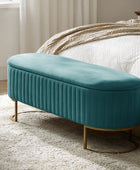 Sleek Geometric-Storage Ottoman Bench: Plush Seat & Versatile Organizer for Living Room, Bedroom, Entryway 50.5