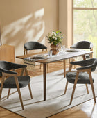 Upholstered Dining Chair Set of 2 with Ergonomic Curved Backrest and Solid Wooden Legs for Dining Room Kitchen Living Room