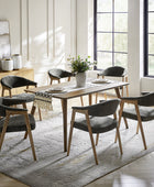 Upholstered Dining Chair Set of 2 with Ergonomic Curved Backrest and Solid Wooden Legs for Dining Room Kitchen Living Room