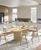 Upholstered Dining Chair Set of 2 with Ergonomic Curved Backrest and Solid Wooden Legs for Dining Room Kitchen Living Room