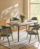 Upholstered Dining Chair Set of 2 with Ergonomic Curved Backrest and Solid Wooden Legs for Dining Room Kitchen Living Room