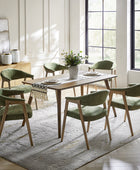 Upholstered Dining Chair Set of 2 with Ergonomic Curved Backrest and Solid Wooden Legs for Dining Room Kitchen Living Room