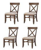 Country Style Solid Wood Crossback Dining Chairs, Upholstered Fabric Seat, Ergonomic Back Support, Sturdy Farmhouse Kitchen Dining Chairs