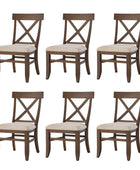 Country Style Solid Wood Crossback Dining Chairs, Upholstered Fabric Seat, Ergonomic Back Support, Sturdy Farmhouse Kitchen Dining Chairs