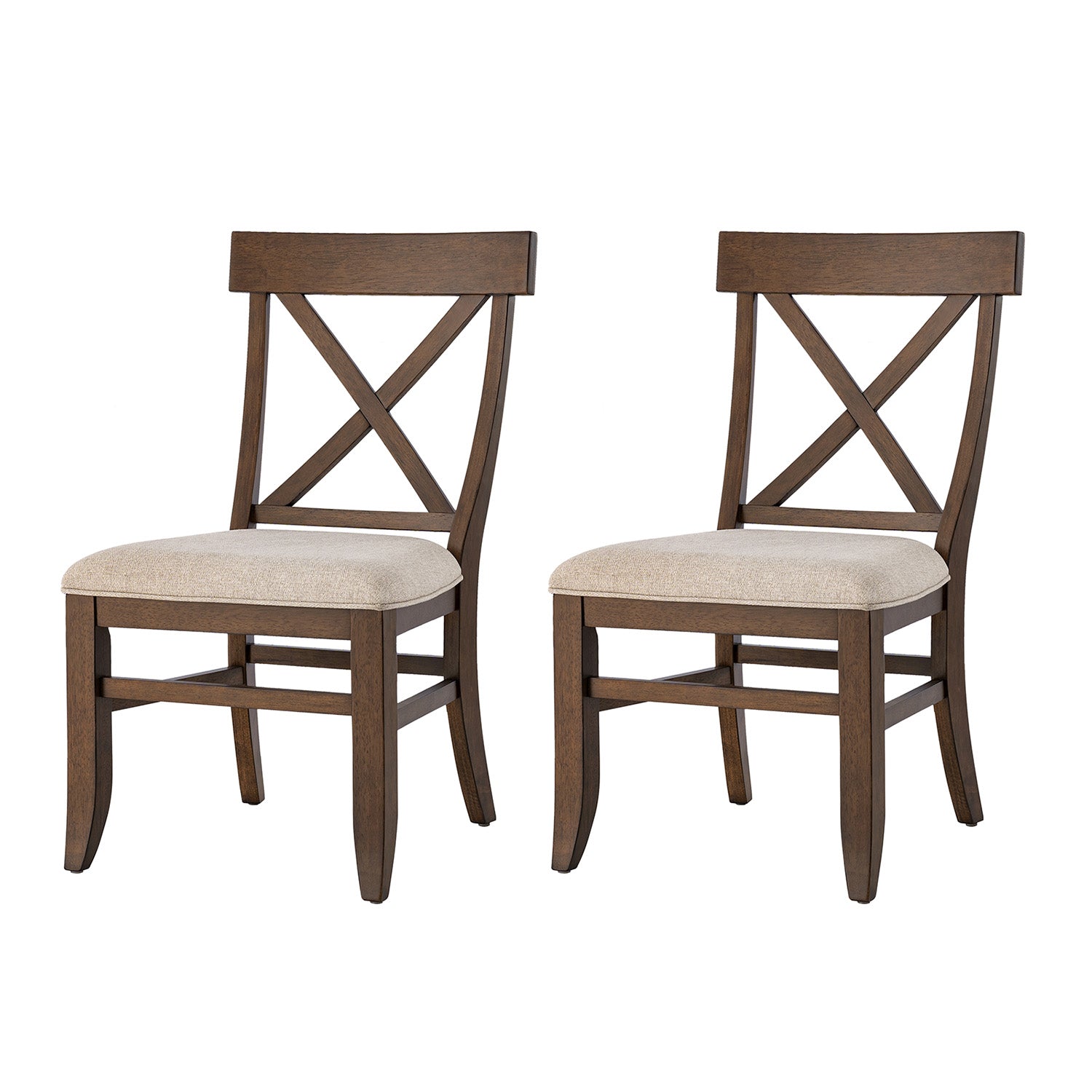 Country Style Solid Wood Crossback Dining Chairs, Upholstered Fabric Seat, Ergonomic Back Support, Sturdy Farmhouse Kitchen Dining Chairs